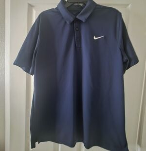 Nike Dri-Fit Golf Polo Shirt Men's Navy Blue Short Sleeve Size Large